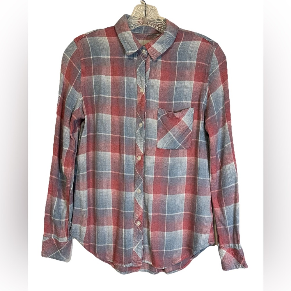 Rails Button Up Shirt Women’s XS Hunter Laguna Rose Plaid Pink Blue Flannel Soft